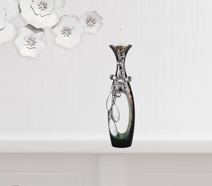 Homeroots 16" Ornate Faux Crystal Tabletop Pillar Candle Holder   468335