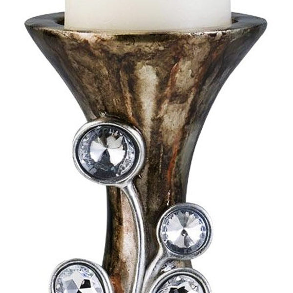 Homeroots 20" Ornate Faux Crystal Tabletop Pillar Candle Holder   468336