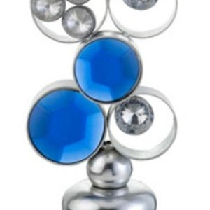 Homeroots 21" Silver And Blue Faux Crystal Bling Hurricane Candle Holder   468339