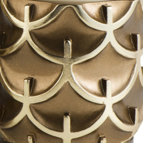 Homeroots Set Of Two Antiqued Brass Tabletop Pillar Candle Holders   468340