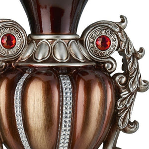 Homeroots Set Of Two Bronze Tabletop Urn Shape Pillar Candle Holders   468341