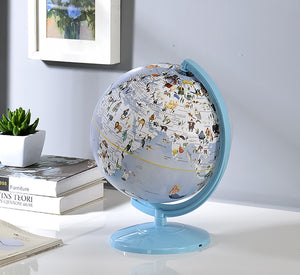 Homeroots 13" Animals Of The World Acrylic Globe With Led And Night Light  Acrylic 468342