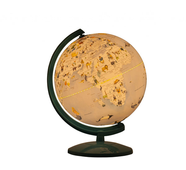 Homeroots 13" Animals Of The World Acrylic Globe With Led And Night Light  Acrylic 468342