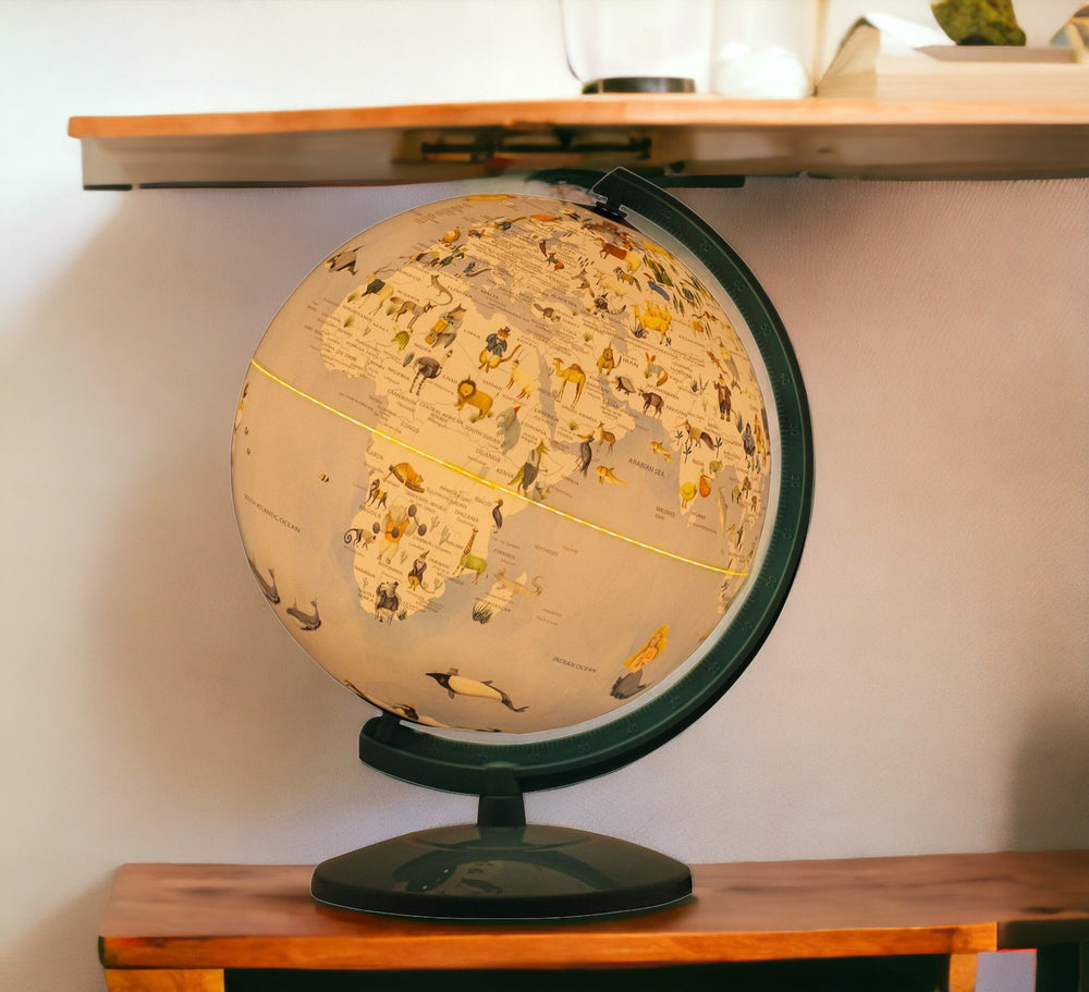 Homeroots 13" Animals Of The World Acrylic Globe With Led And Night Light  Acrylic 468342