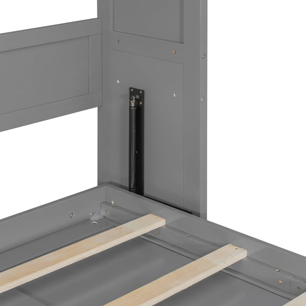 English Elm Queen Murphy Wall Bed with Side Shelving Folds Flush Into Mdf Cabinet for Studio Rooms Gray LP000697AAE-2