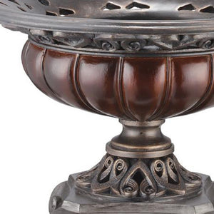 Homeroots 9" Silver And Bronze Polyresin Decorative Centerpiece Pedestal Bowl  Polyresin 468346