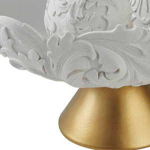 HomeRoots 9" Elegant Matte Gold and White Decorative Bowl with Orbs - Modern Baroque Centerpiece for Home Decor 468349