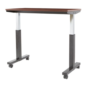 OSP Home Furnishings Ht Pneumatic Height Adjustable Table with Steel Frame and Locking Casters for Office Use Mah Top/Blk PHAT2448M3