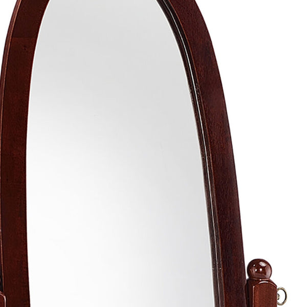 Homeroots 59" Brown Cherry Oval Framed Cheval Standing Mirror  Wood 468363