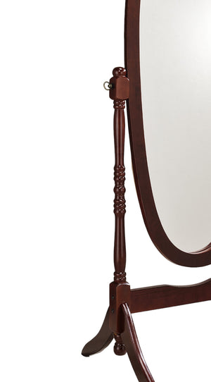 Homeroots 59" Brown Cherry Oval Framed Cheval Standing Mirror  Wood 468363