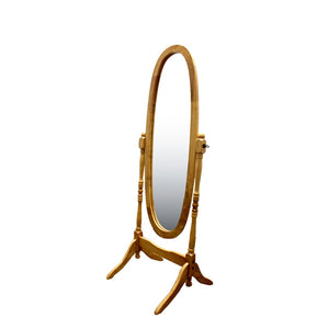 HomeRoots 59" Natural Oval Framed Mirror – Timeless Freestanding Design for Entryways & Bedrooms, Elevate Your Space 468364
