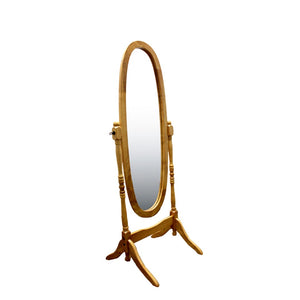 HomeRoots 59" Natural Oval Framed Mirror – Timeless Freestanding Design for Entryways & Bedrooms, Elevate Your Space 468364