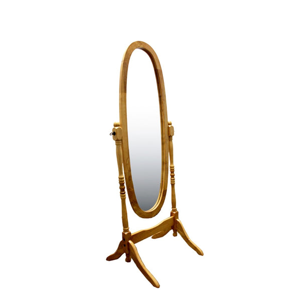 HomeRoots 59" Natural Oval Framed Mirror – Timeless Freestanding Design for Entryways & Bedrooms, Elevate Your Space 468364