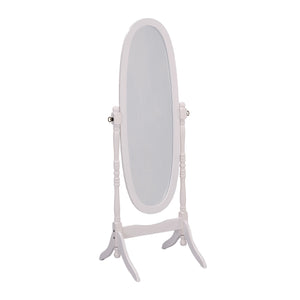 Homeroots White Oval Cheval Standing Mirror White Wood 468365