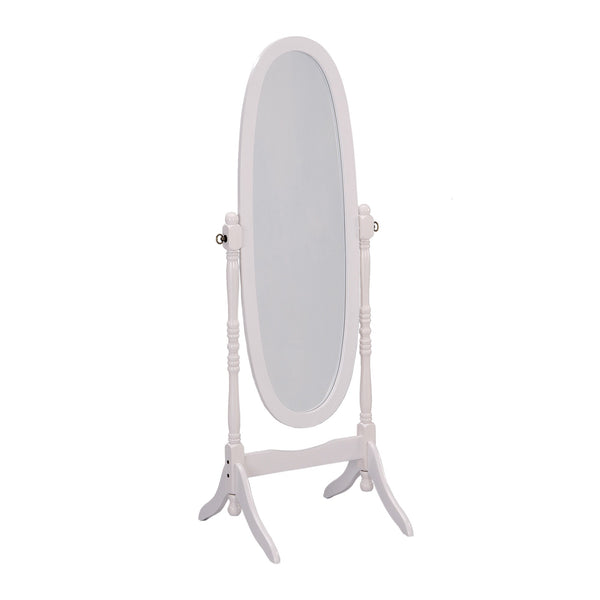 Homeroots White Oval Cheval Standing Mirror White Wood 468365