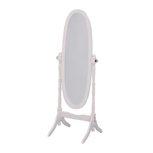 Homeroots White Oval Cheval Standing Mirror White Wood 468365