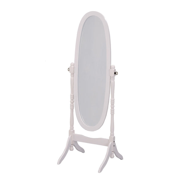 Homeroots White Oval Cheval Standing Mirror White Wood 468365