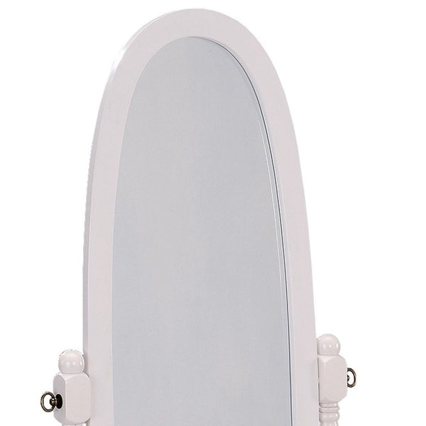 Homeroots White Oval Cheval Standing Mirror White Wood 468365