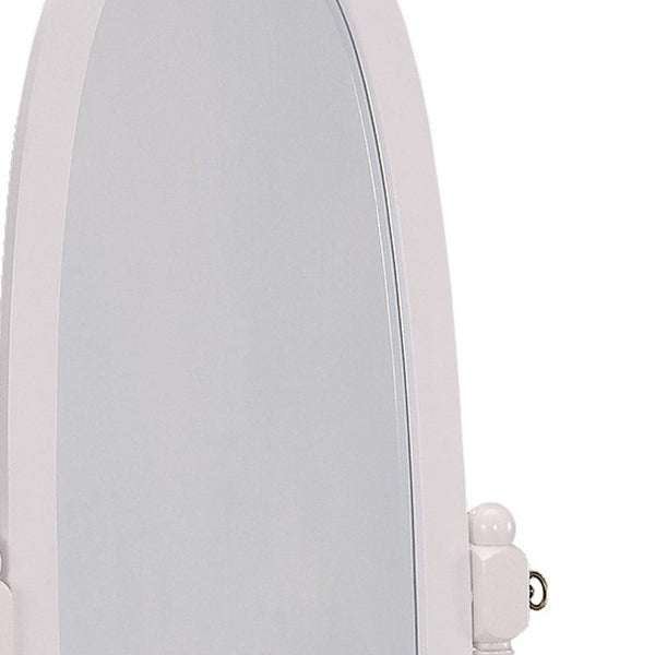 Homeroots White Oval Cheval Standing Mirror White Wood 468365