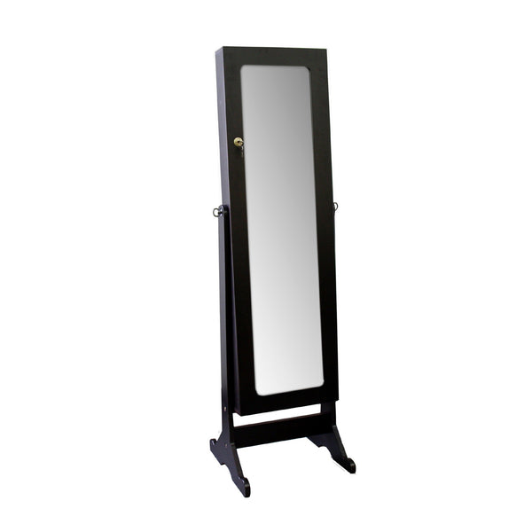 Homeroots Brown Rectangle Cheval Standing Mirror  Wood 468366