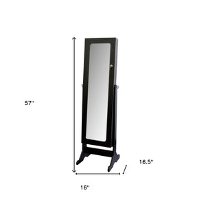 Homeroots Brown Rectangle Cheval Standing Mirror  Wood 468366