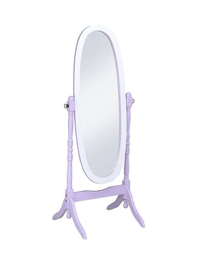 Homeroots Purple Oval Cheval Standing Solid Wood Mirror Purple And White Eucalyptus Wood,Mdf Back Cover,Glass Mirror 468369