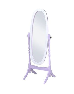 Homeroots Purple Oval Cheval Standing Solid Wood Mirror Purple And White Eucalyptus Wood,Mdf Back Cover,Glass Mirror 468369