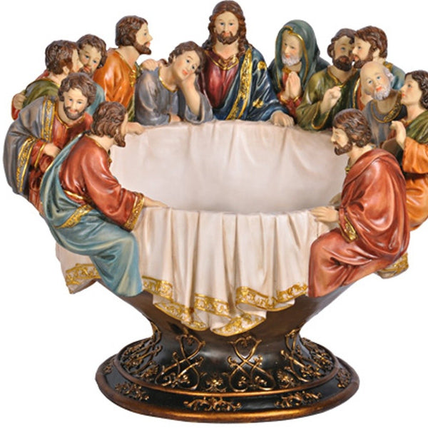 Homeroots 12" Brown Ivory And Gold Polyresin Decorative Bowl  Polyresin 468371