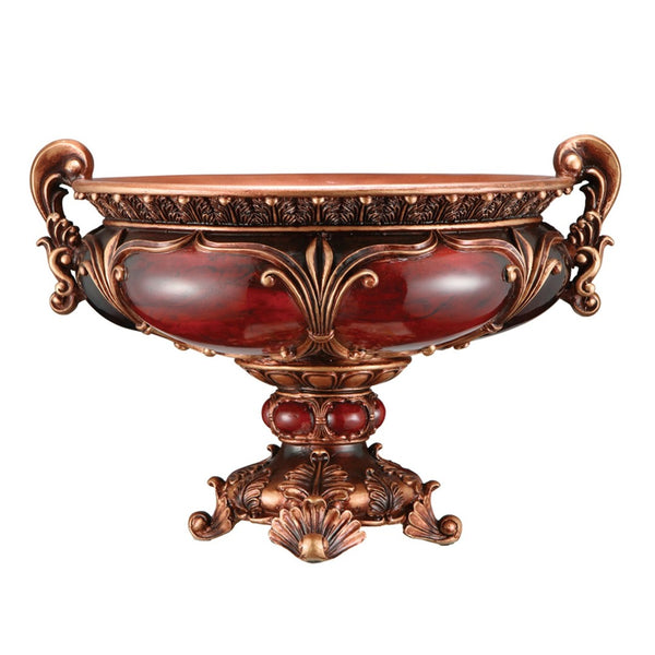 HomeRoots 10" Brown and Gold Polyresin Decorative Bowl - Elegant Tabletop Centerpiece for Home Accents & Gifts 468372