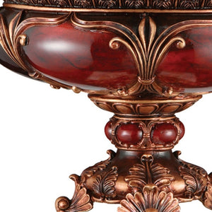 HomeRoots 10" Brown and Gold Polyresin Decorative Bowl - Elegant Tabletop Centerpiece for Home Accents & Gifts 468372