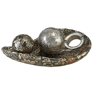 Homeroots 8" Green Silver And Gold Polyresin Decorative Bowl With Orbs  Polyresin 468374