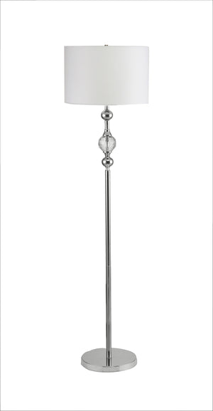Homeroots 63" Chrome And Crystal Orb Shaped Floor Lamp With White Drum Shade  Metal 468387