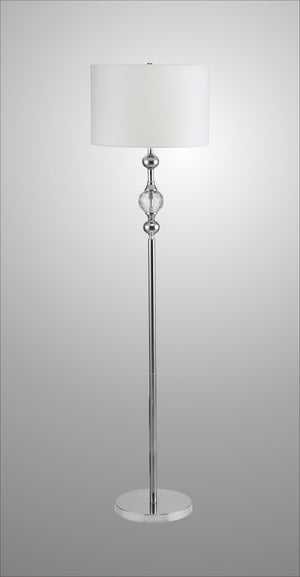 Homeroots 63" Chrome And Crystal Orb Shaped Floor Lamp With White Drum Shade  Metal 468387