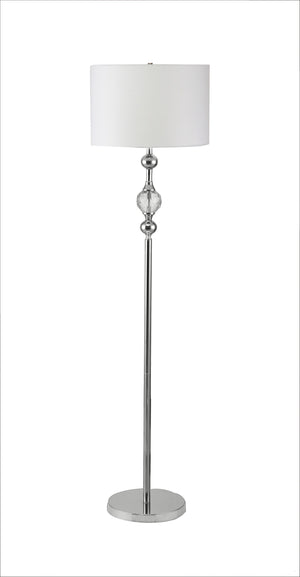 Homeroots 63" Chrome And Crystal Orb Shaped Floor Lamp With White Drum Shade  Metal 468387