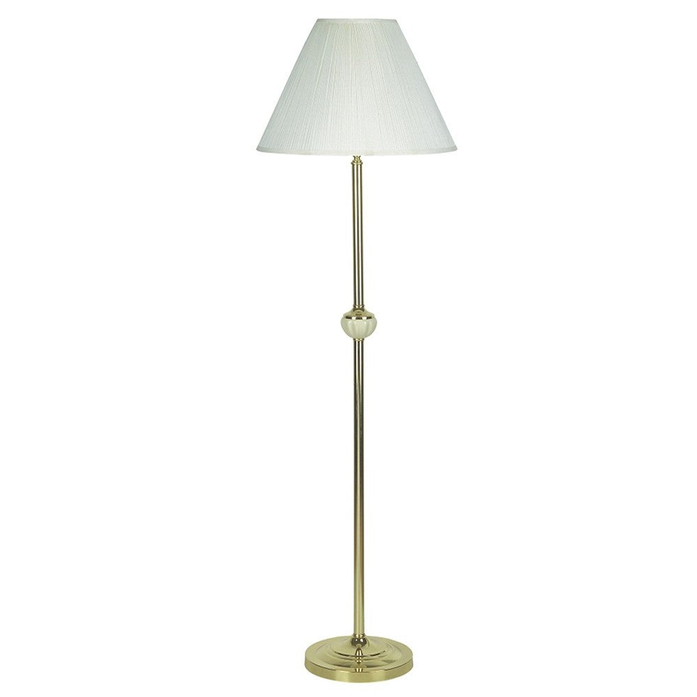 Homeroots 60" Brass Ceramic Traditional Shaped Floor Lamp With Ivory Empire Shade Ivory Ceramic 468392