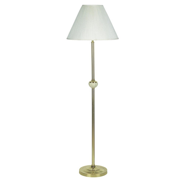 Homeroots 60" Brass Ceramic Traditional Shaped Floor Lamp With Ivory Empire Shade Ivory Ceramic 468392