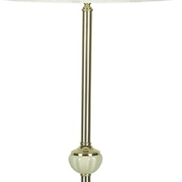 Homeroots 60" Brass Ceramic Traditional Shaped Floor Lamp With Ivory Empire Shade Ivory Ceramic 468392