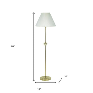 Homeroots 60" Brass Ceramic Traditional Shaped Floor Lamp With Ivory Empire Shade Ivory Ceramic 468392