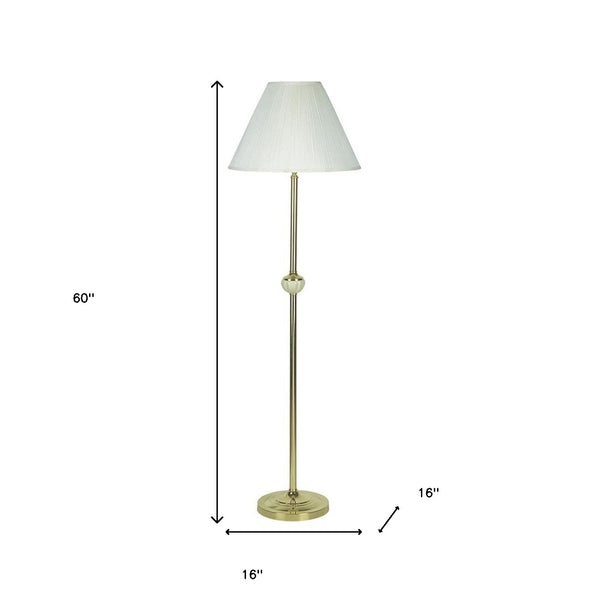 Homeroots 60" Brass Ceramic Traditional Shaped Floor Lamp With Ivory Empire Shade Ivory Ceramic 468392