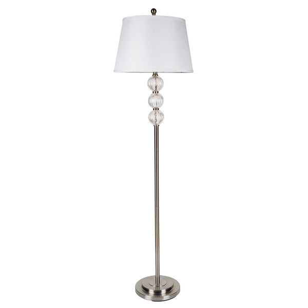Homeroots 63" Nickel Traditional Shaped Floor Lamp With White Empire Shade  Metal 468393