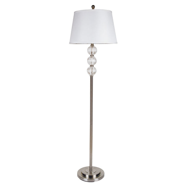 Homeroots 63" Nickel Traditional Shaped Floor Lamp With White Empire Shade  Metal 468393