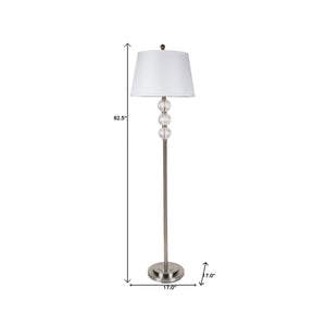 Homeroots 63" Nickel Traditional Shaped Floor Lamp With White Empire Shade  Metal 468393