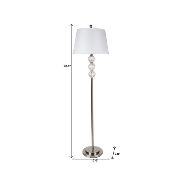 Homeroots 63" Nickel Traditional Shaped Floor Lamp With White Empire Shade  Metal 468393