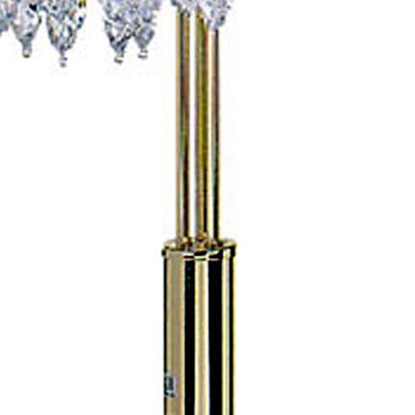 Homeroots 63" Gold Three Lights Candelabra Floor Lamp With Clear Faux Crystal Shades  Metal 468396