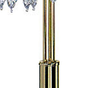 Homeroots 63" Gold Three Lights Candelabra Floor Lamp With Clear Faux Crystal Shades  Metal 468396