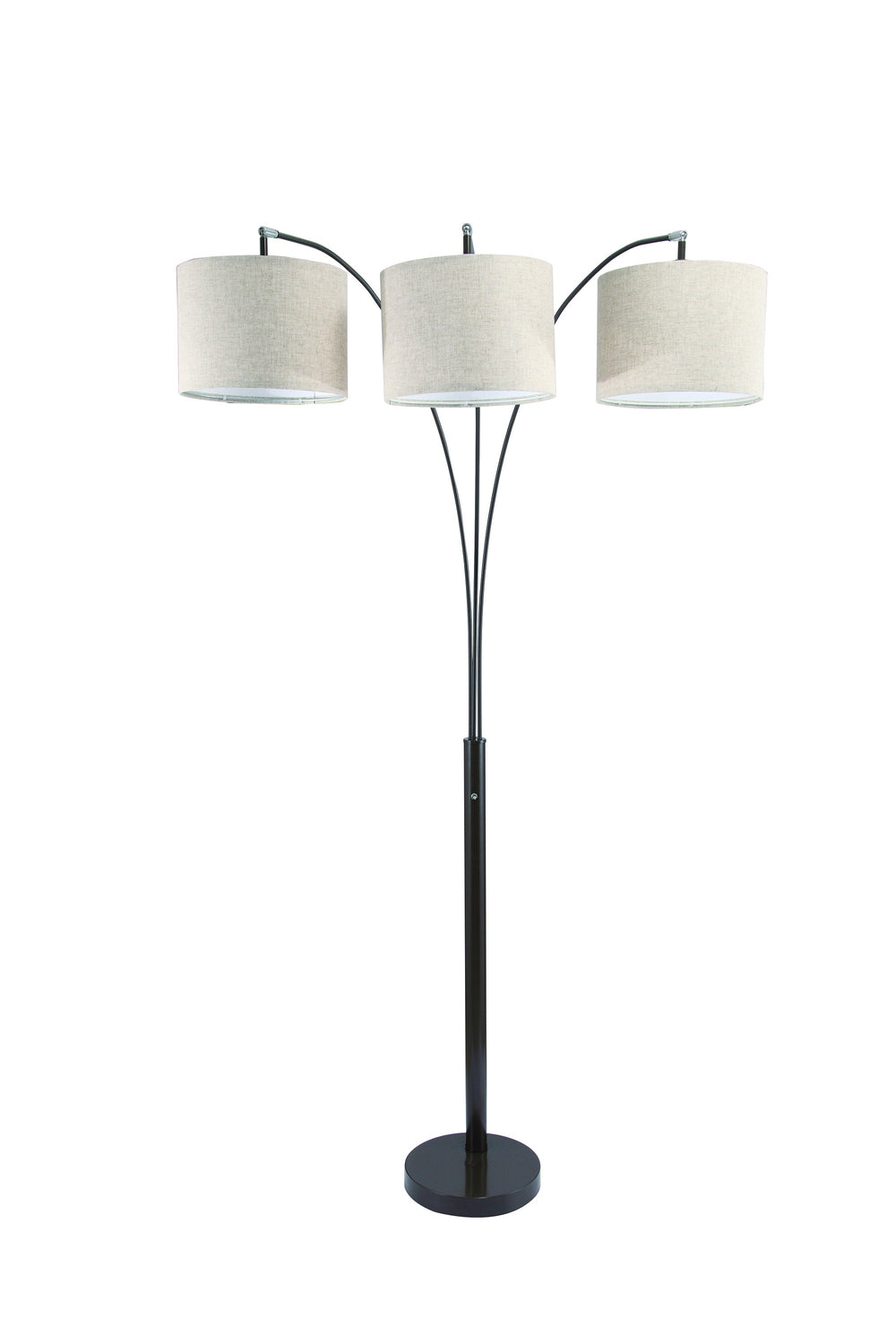 Homeroots 84" Beige And Espresso Brown Three Lights Tree Floor Lamp With Beige Drum Shade  Metal 468397