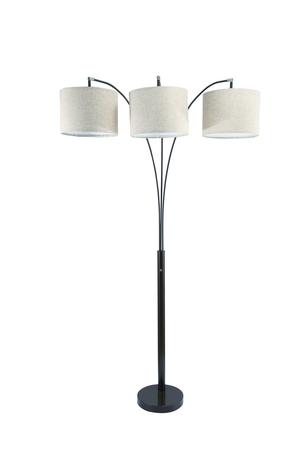 Homeroots 84" Beige And Espresso Brown Three Lights Tree Floor Lamp With Beige Drum Shade  Metal 468397