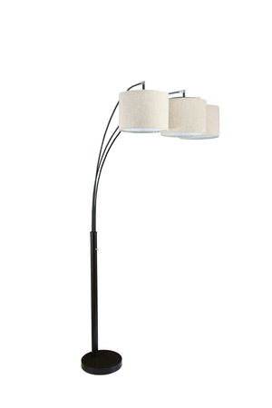 Homeroots 84" Beige And Espresso Brown Three Lights Tree Floor Lamp With Beige Drum Shade  Metal 468397
