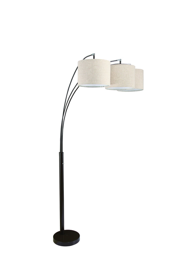 Homeroots 84" Beige And Espresso Brown Three Lights Tree Floor Lamp With Beige Drum Shade  Metal 468397