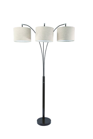 Homeroots 84" Beige And Espresso Brown Three Lights Tree Floor Lamp With Beige Drum Shade  Metal 468397